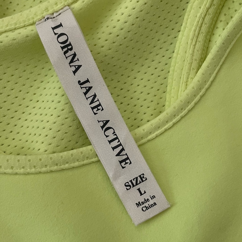 Lorna Jane Fluorescent Yellow Racerback Athletic Tank Top Size L - Picture 10 of 13
